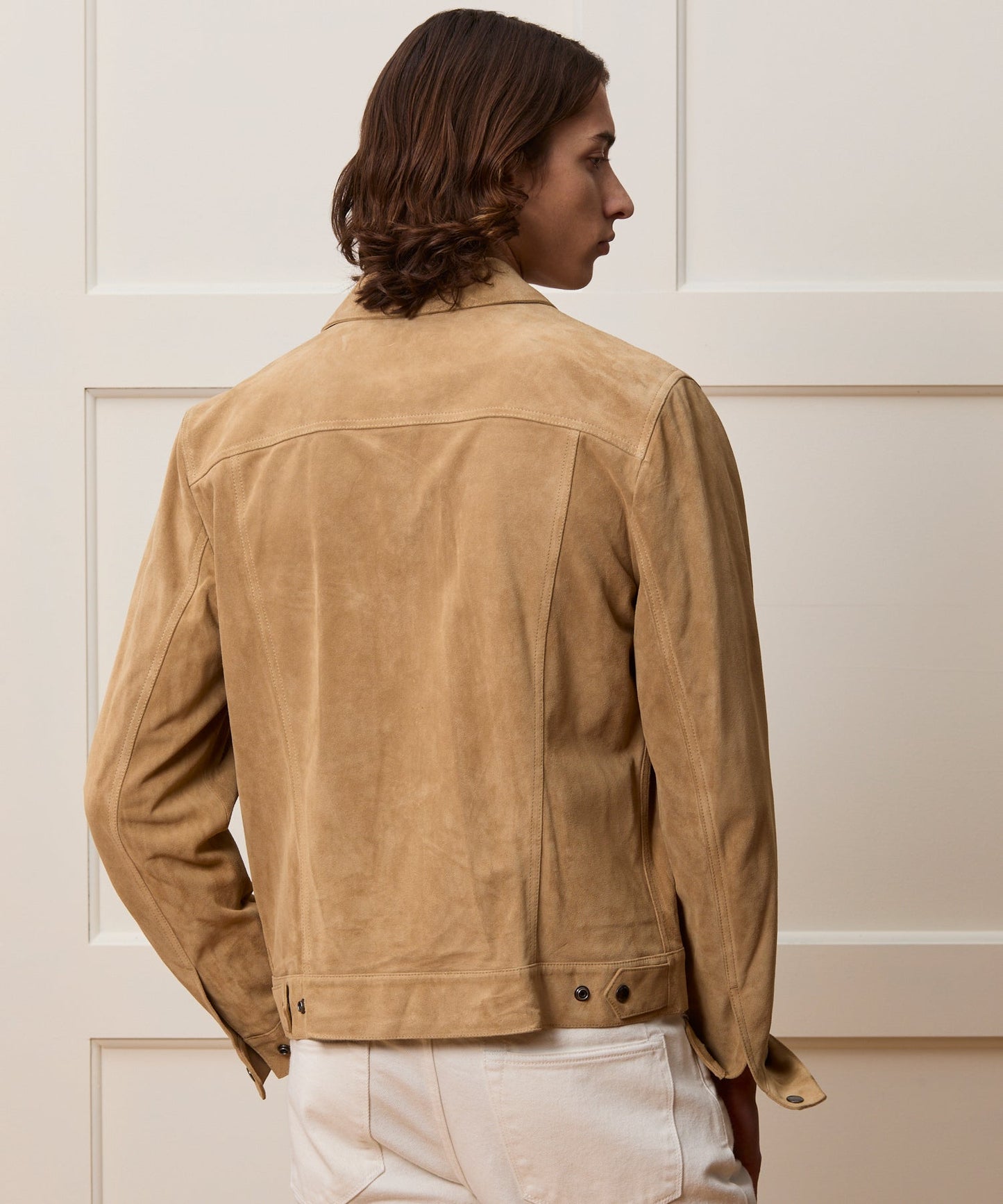 Todd Snyder Italian Suede Snap Dylan Jacket in Cappuccino Cappuccino