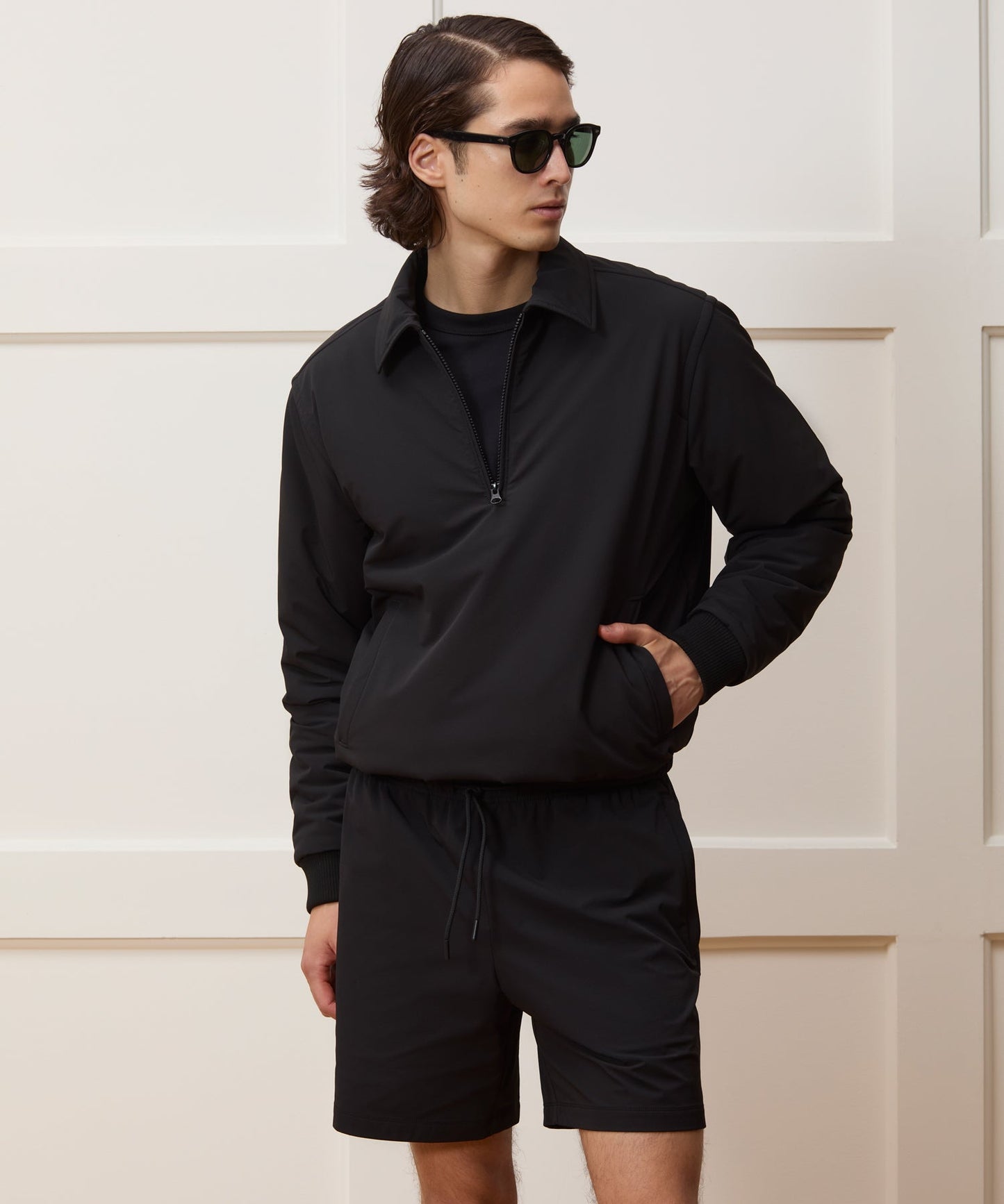 Todd Snyder Nylon Quarter-Zip Jacket in Pitch Black Pitch Black