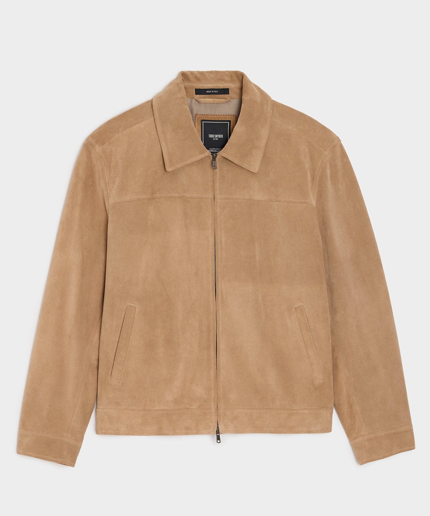 Todd Snyder Italian Suede Driving Jacket in Taupe Khaki
