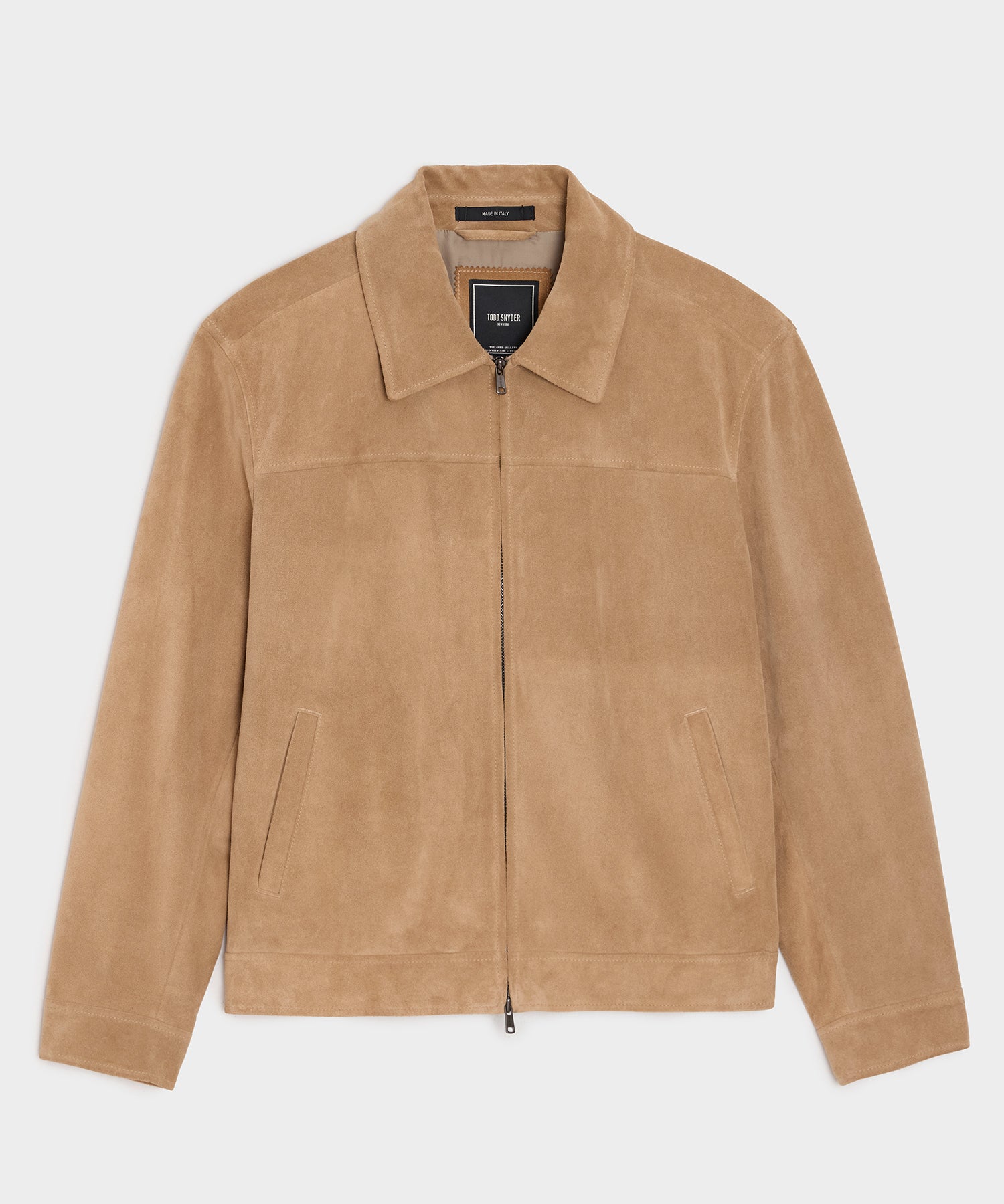 Todd Snyder Italian Suede Driving Jacket in Taupe Khaki