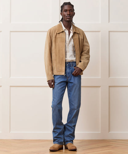 Todd Snyder Italian Suede Driving Jacket in Taupe Khaki