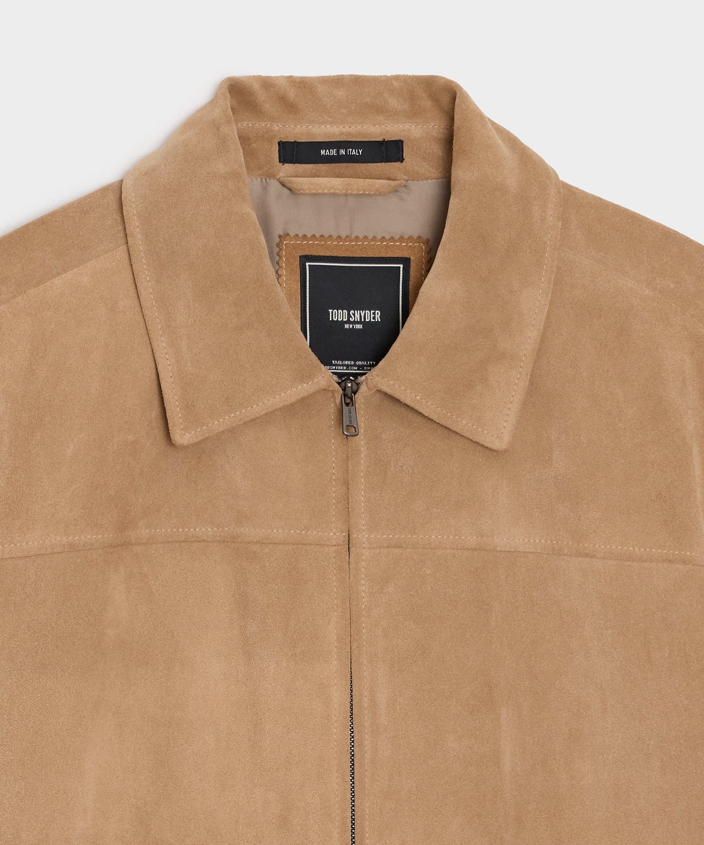Todd Snyder Italian Suede Driving Jacket in Taupe Khaki