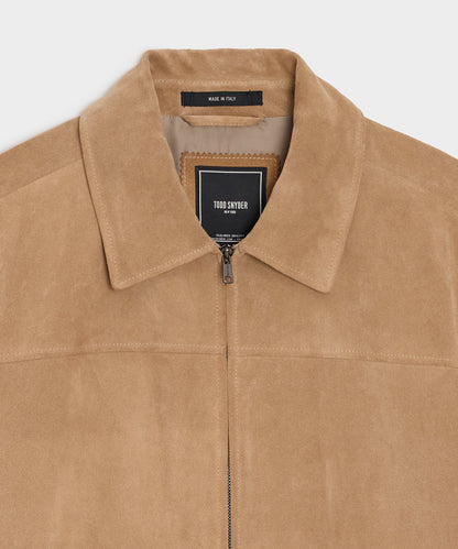 Todd Snyder Italian Suede Driving Jacket in Taupe Khaki