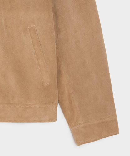 Todd Snyder Italian Suede Driving Jacket in Taupe Khaki