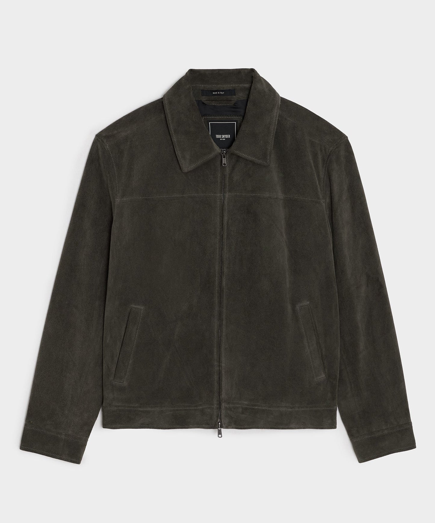 Todd Snyder Italian Suede Driving Jacket in Dark Moss Dark Moss