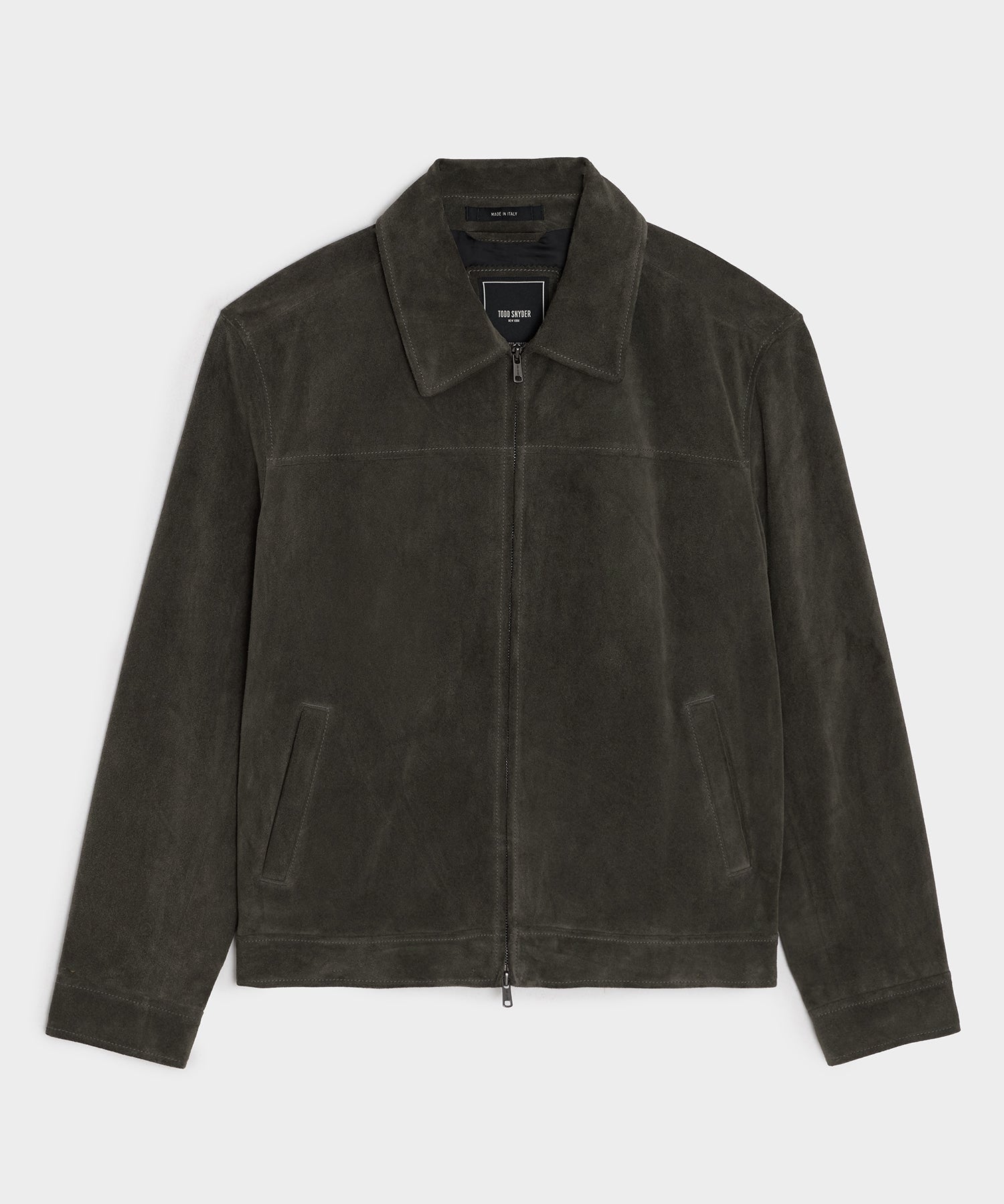 Todd Snyder Italian Suede Driving Jacket in Dark Moss Dark Moss