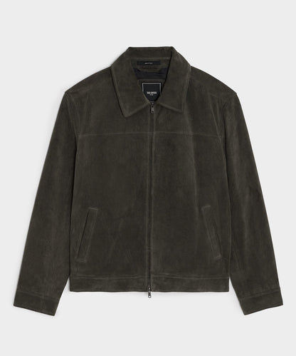 Todd Snyder Italian Suede Driving Jacket in Dark Moss Dark Moss