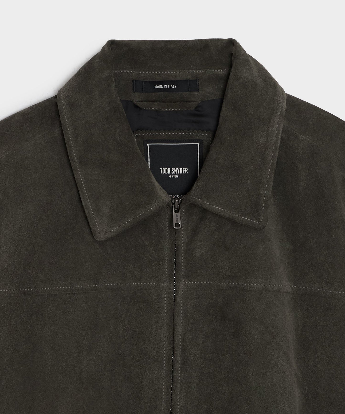 Todd Snyder Italian Suede Driving Jacket in Dark Moss Dark Moss