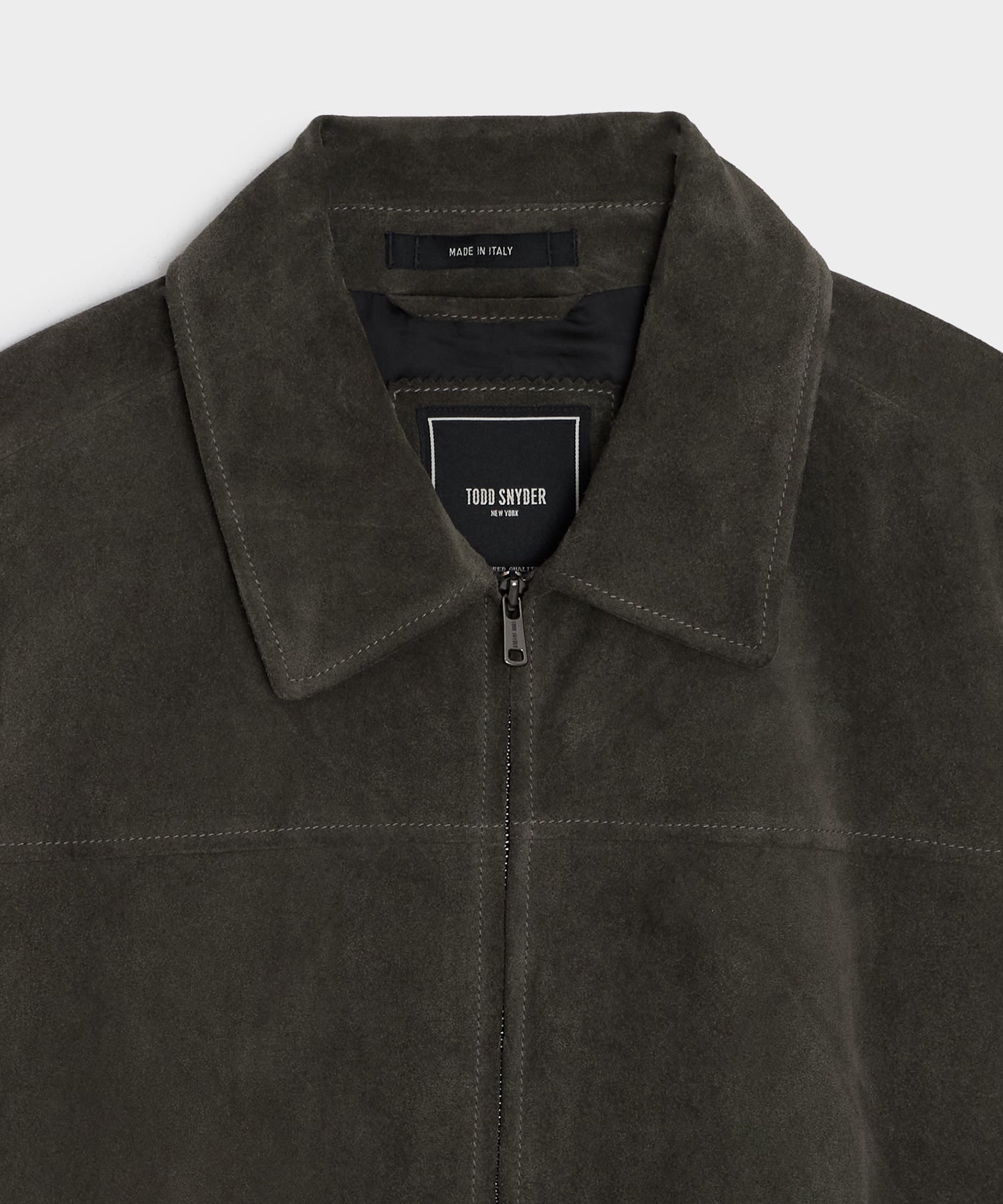 Todd Snyder Italian Suede Driving Jacket in Dark Moss Dark Moss