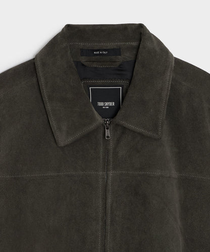 Todd Snyder Italian Suede Driving Jacket in Dark Moss Dark Moss