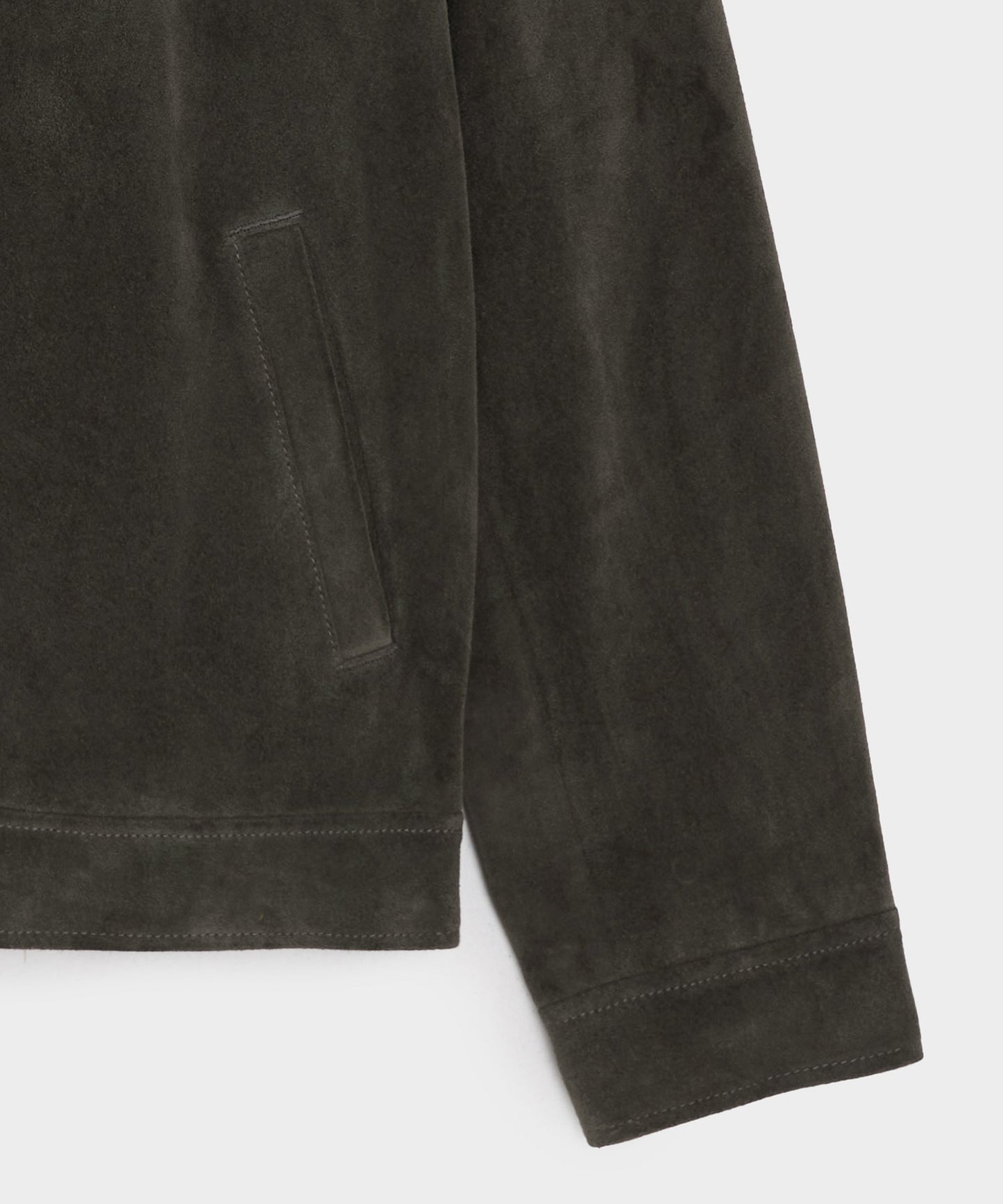 Todd Snyder Italian Suede Driving Jacket in Dark Moss Dark Moss