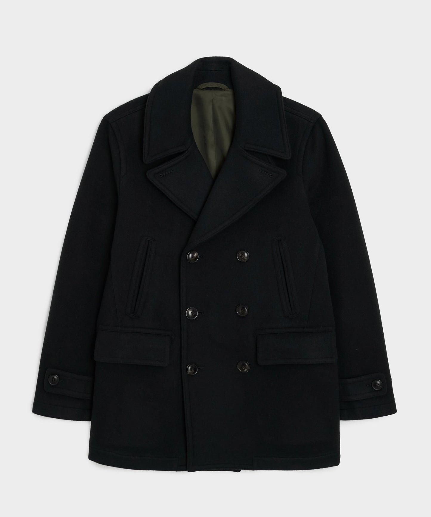 Todd Snyder Italian Wool-Cashmere Peacoat in Black Black