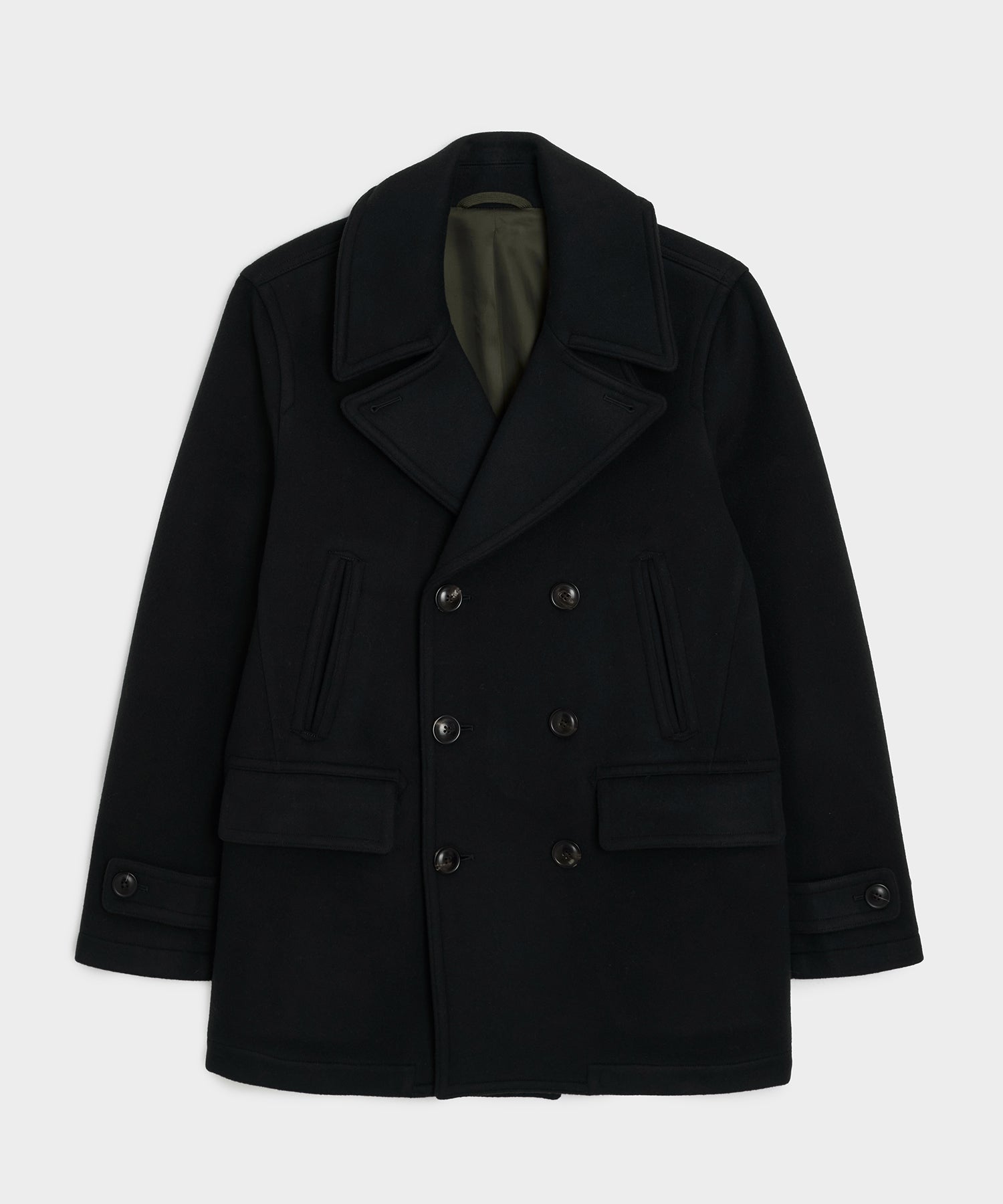 Todd Snyder Italian Wool-Cashmere Peacoat in Black Black