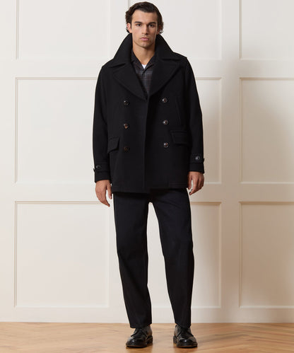 Todd Snyder Italian Wool-Cashmere Peacoat in Black Black