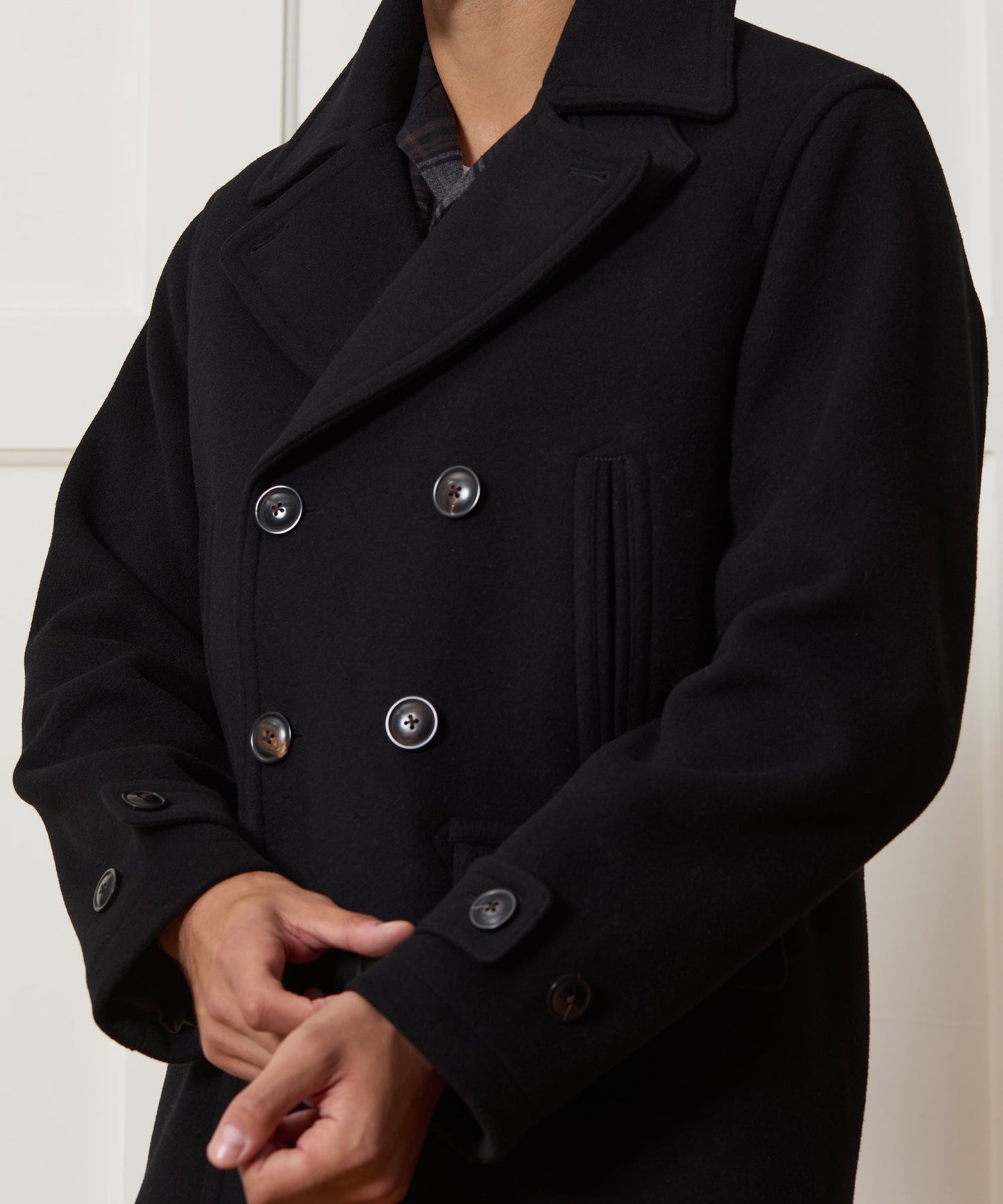 Todd Snyder Italian Wool-Cashmere Peacoat in Black Black