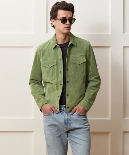 Todd Snyder Italian Suede Dylan Jacket in Desert Sage Desert Sage