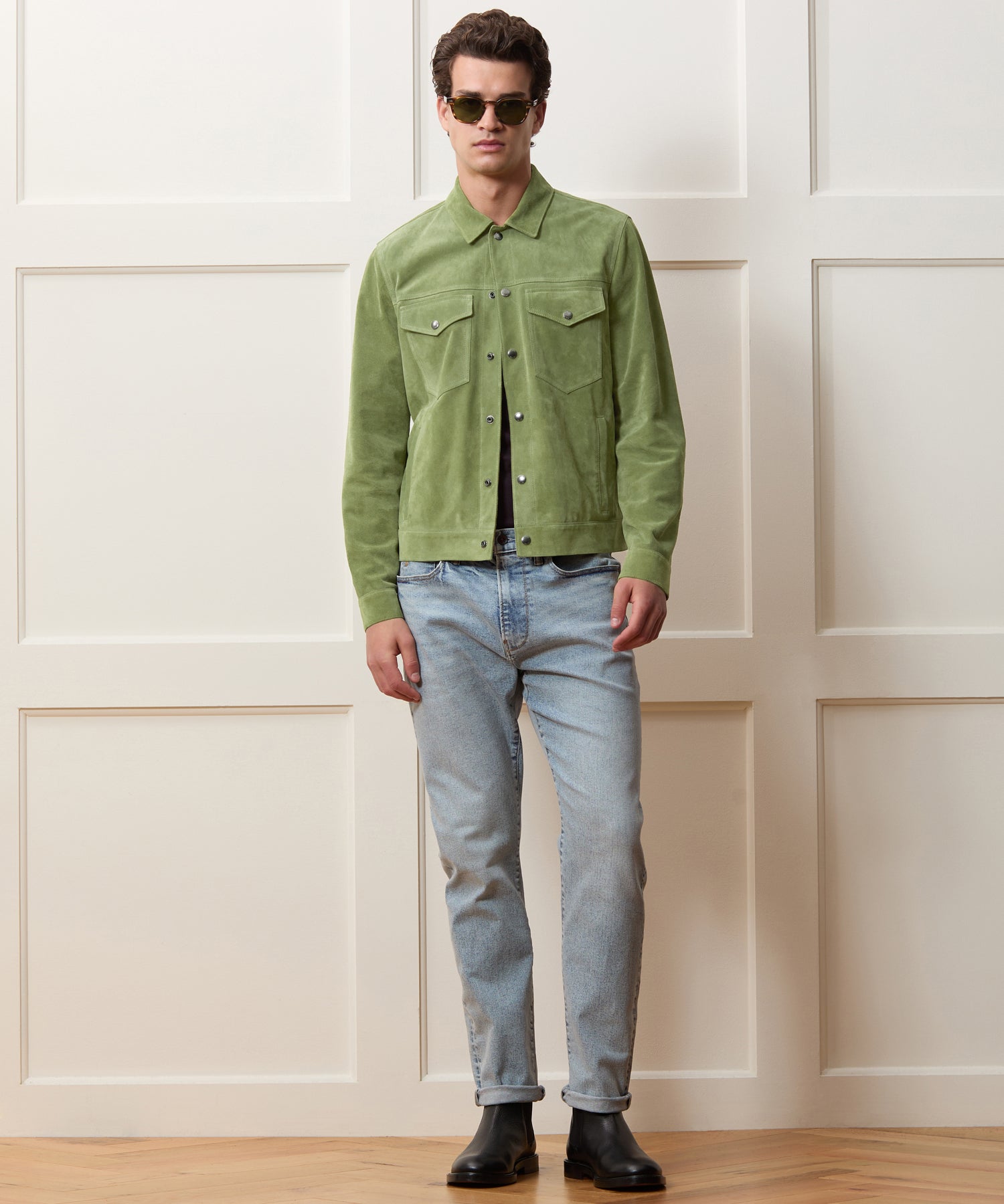 Todd Snyder Italian Suede Dylan Jacket in Desert Sage Desert Sage