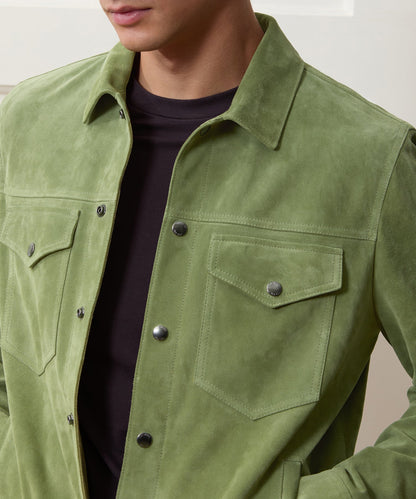 Todd Snyder Italian Suede Dylan Jacket in Desert Sage Desert Sage