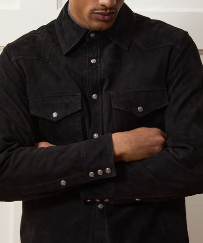 Todd Snyder Italian Suede Western Jacket in Black Black