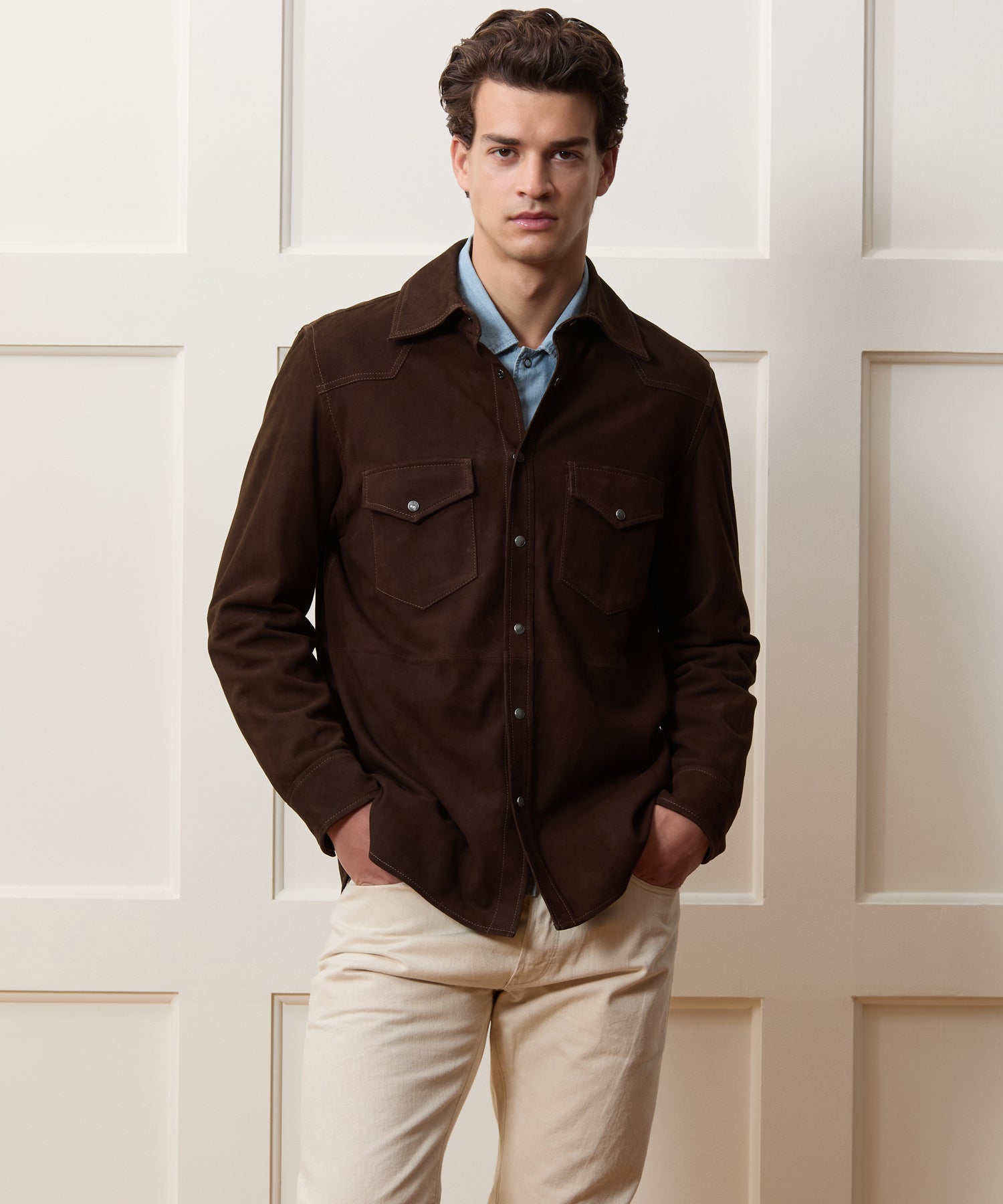 Todd Snyder Italian Suede Western Jacket in Brown Brown