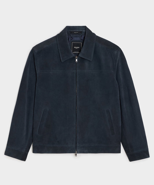 Todd Snyder Italian Suede Driving Jacket in Classic Navy Classic Navy