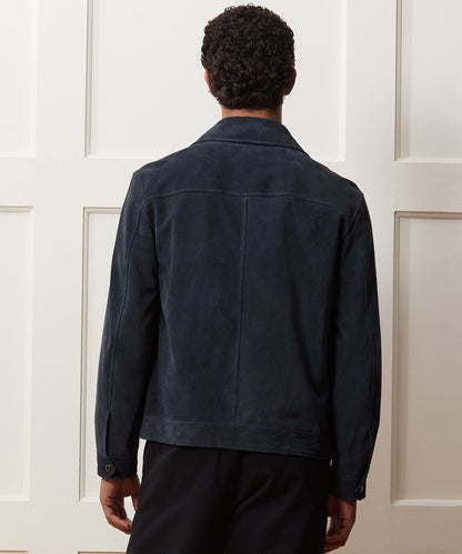 Todd Snyder Italian Suede Driving Jacket in Classic Navy Classic Navy