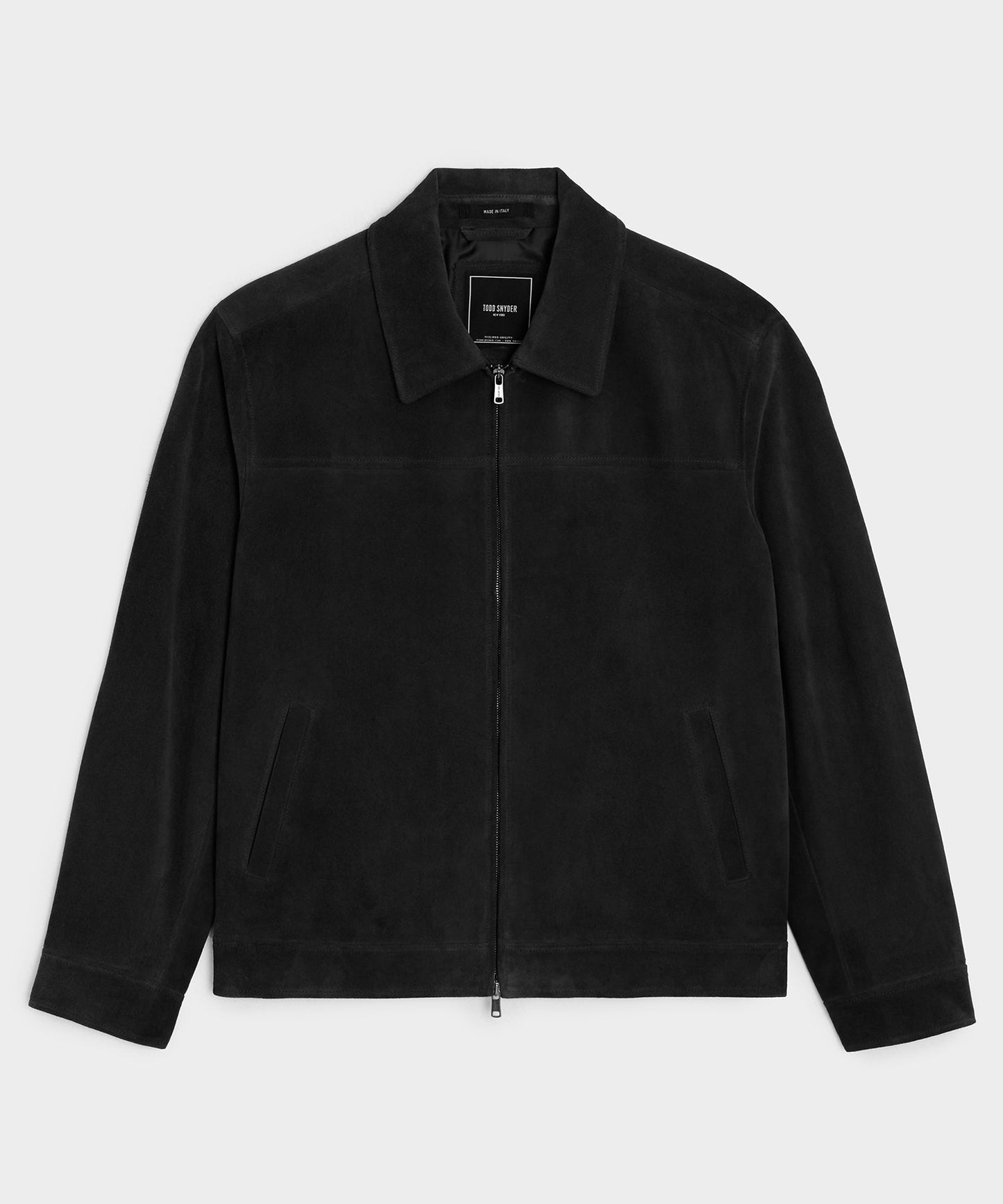 Todd Snyder Italian Suede Driving Jacket in Faded Black Black