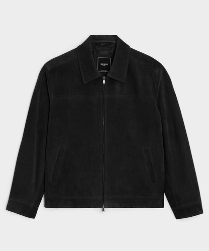 Todd Snyder Italian Suede Driving Jacket in Faded Black Black