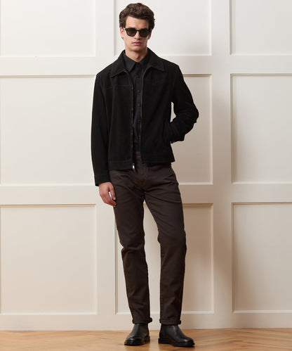 Todd Snyder Italian Suede Driving Jacket in Faded Black Black
