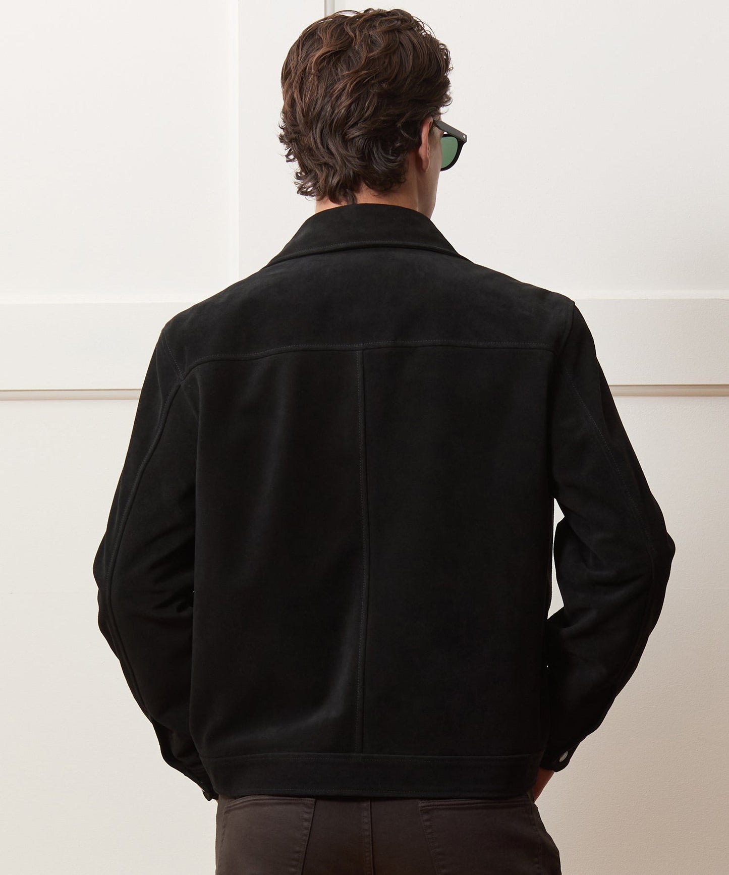 Todd Snyder Italian Suede Driving Jacket in Faded Black Black