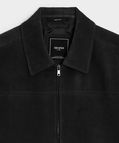 Todd Snyder Italian Suede Driving Jacket in Faded Black Black