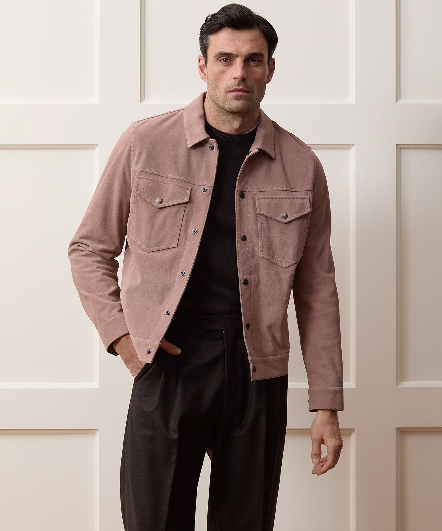 Todd Snyder Italian Suede Dylan Jacket in Blush Blush