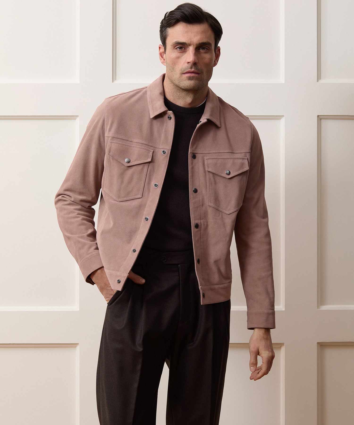 Todd Snyder Italian Suede Dylan Jacket in Blush Blush