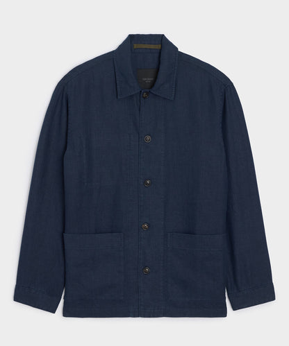 Todd Snyder Linen Chore Coat in Navy Navy