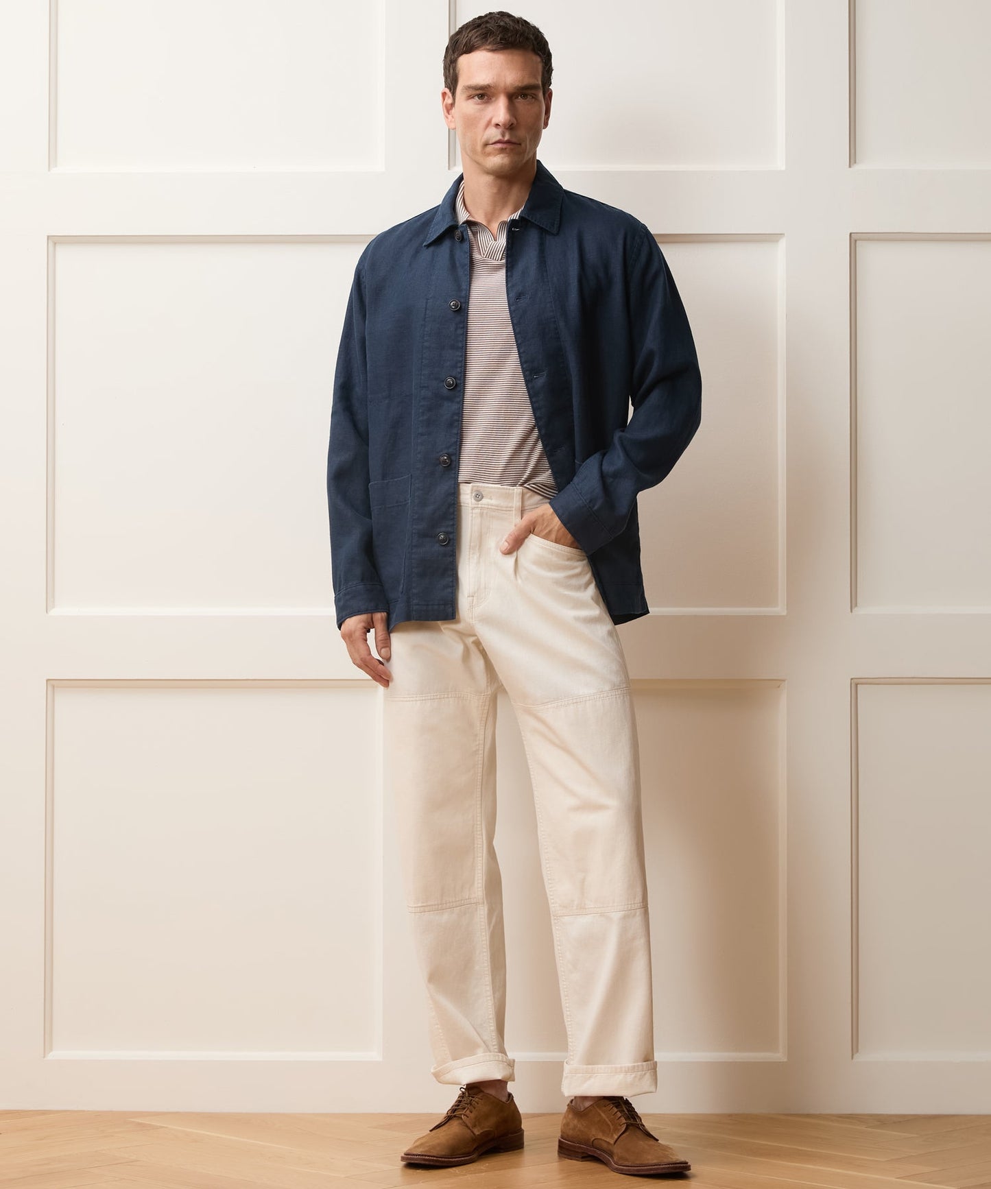 Todd Snyder Linen Chore Coat in Navy Navy