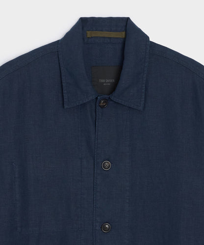 Todd Snyder Linen Chore Coat in Navy Navy