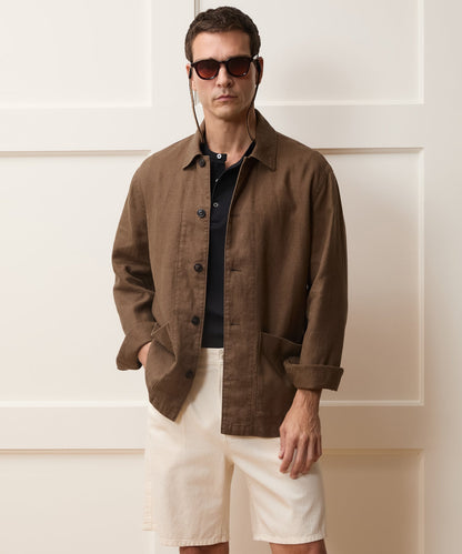 Todd Snyder Linen Chore Coat in Cigar Cigar