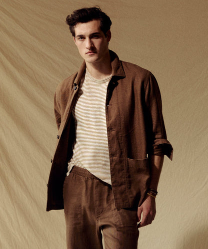 Todd Snyder Linen Chore Coat in Cigar Cigar