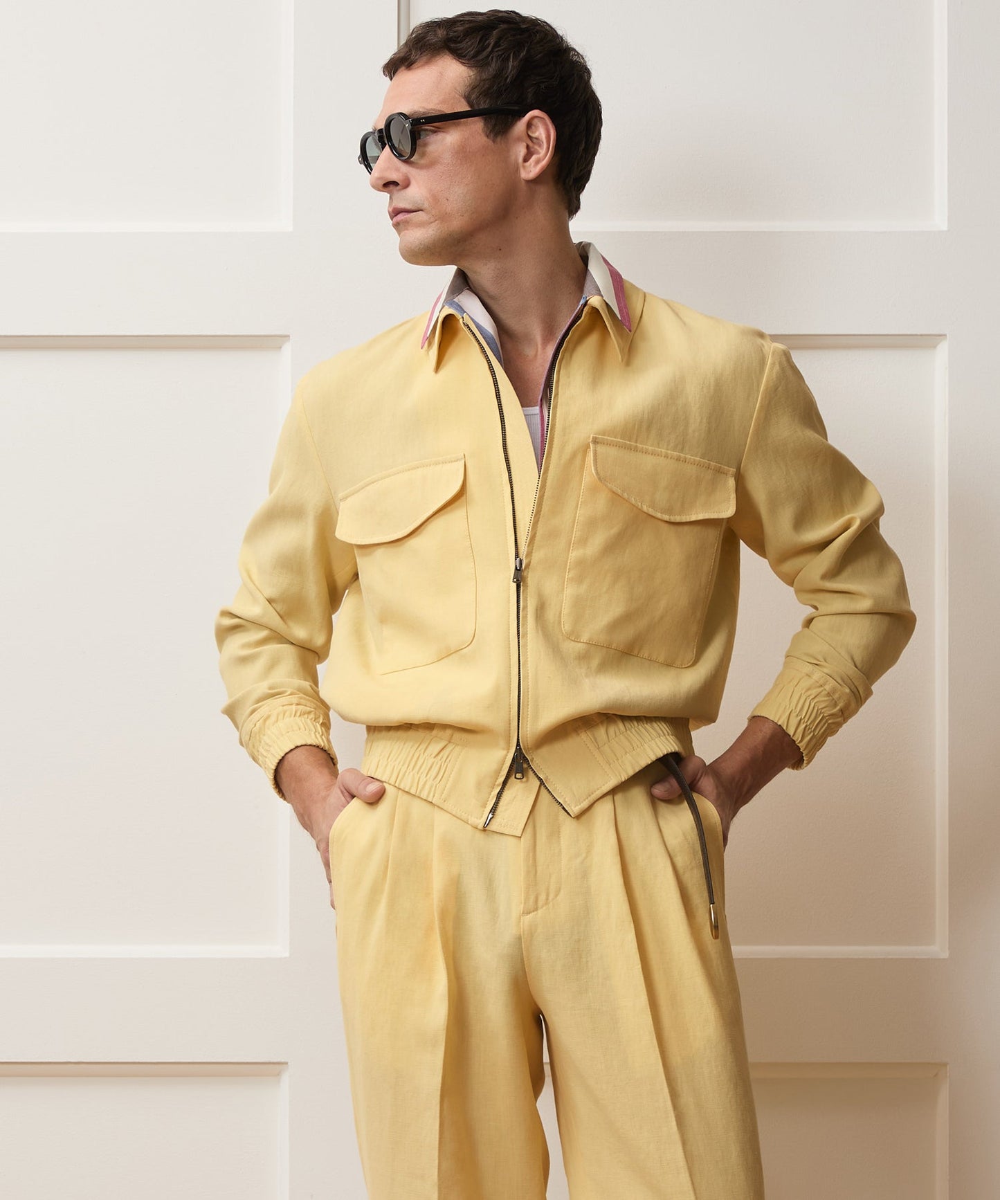 Todd Snyder Italian Sueded Linen Ricky Jacket in Yellow Yellow