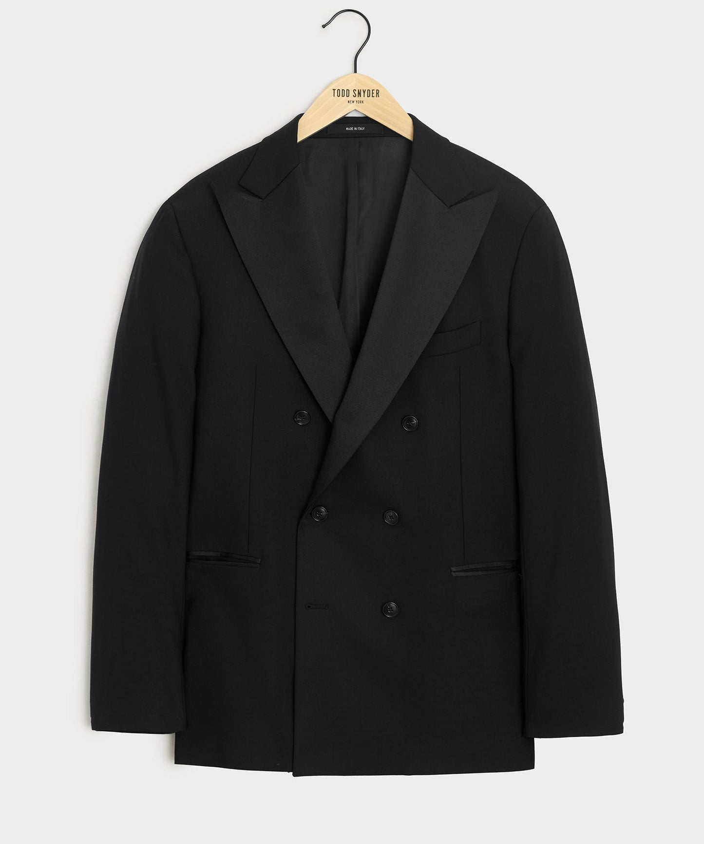 Todd Snyder Italian Wool Double-Breasted Tuxedo Jacket Black
