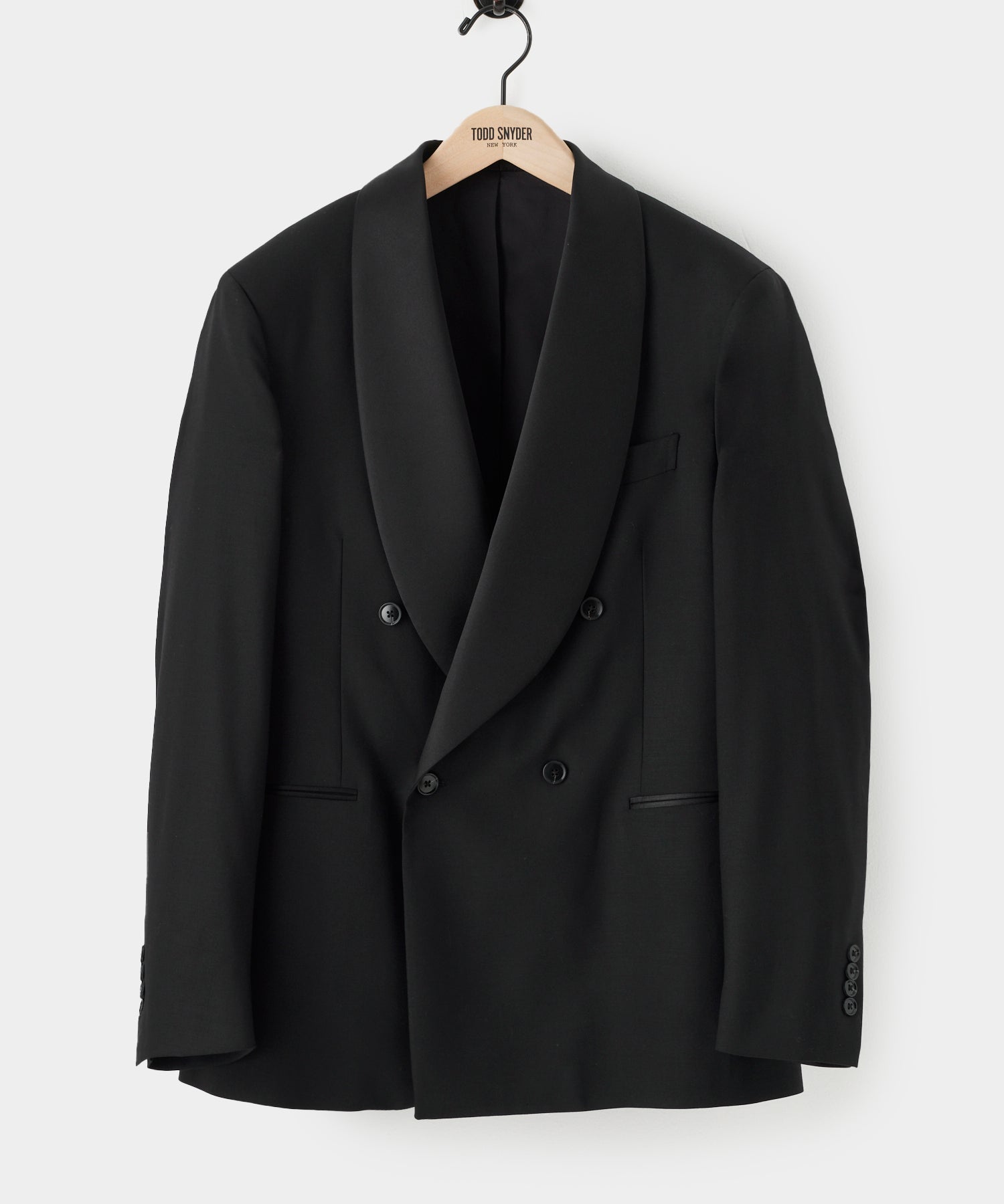 Todd Snyder Italian Wool Double-Breasted Shawl Tuxedo Jacket Black