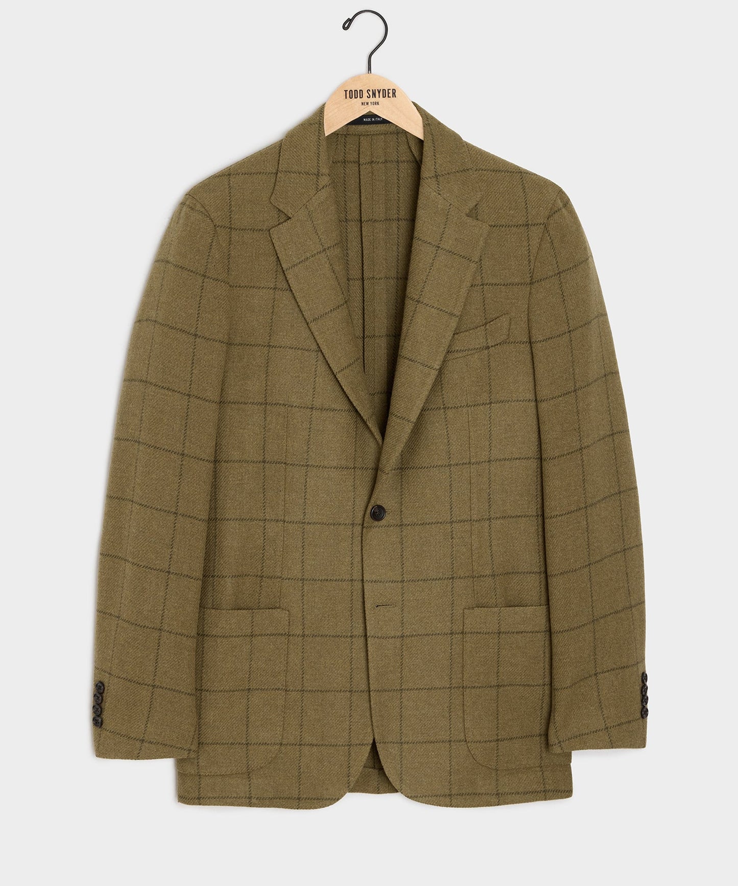 Todd Snyder Italian Wool Sport Coat in Olive Windowpane Olive
