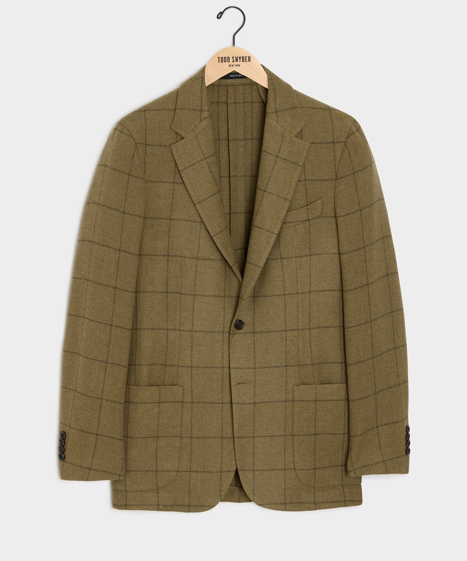 Todd Snyder Italian Wool Sport Coat in Olive Windowpane Olive