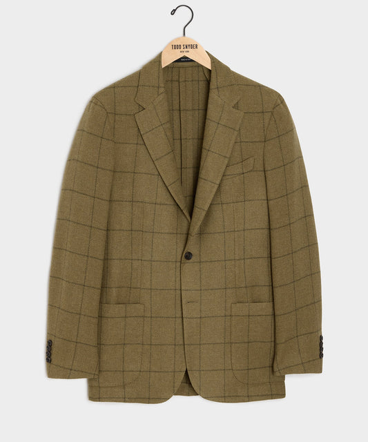 Todd Snyder Italian Wool Sport Coat in Olive Windowpane Olive