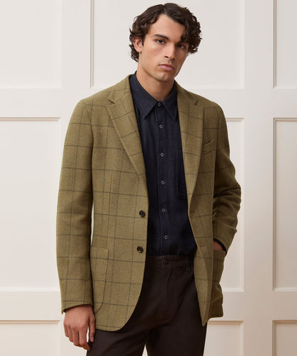 Todd Snyder Italian Wool Sport Coat in Olive Windowpane Olive