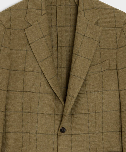 Todd Snyder Italian Wool Sport Coat in Olive Windowpane Olive