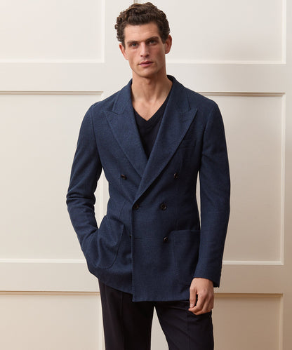 Todd Snyder Double-Breasted Knit Pique Sport Coat in Blue Blue