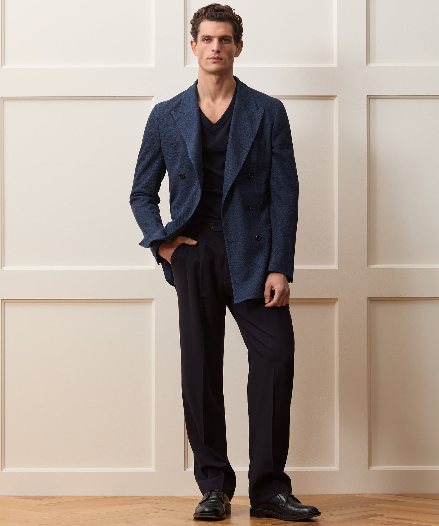 Todd Snyder Double-Breasted Knit Pique Sport Coat in Blue Blue