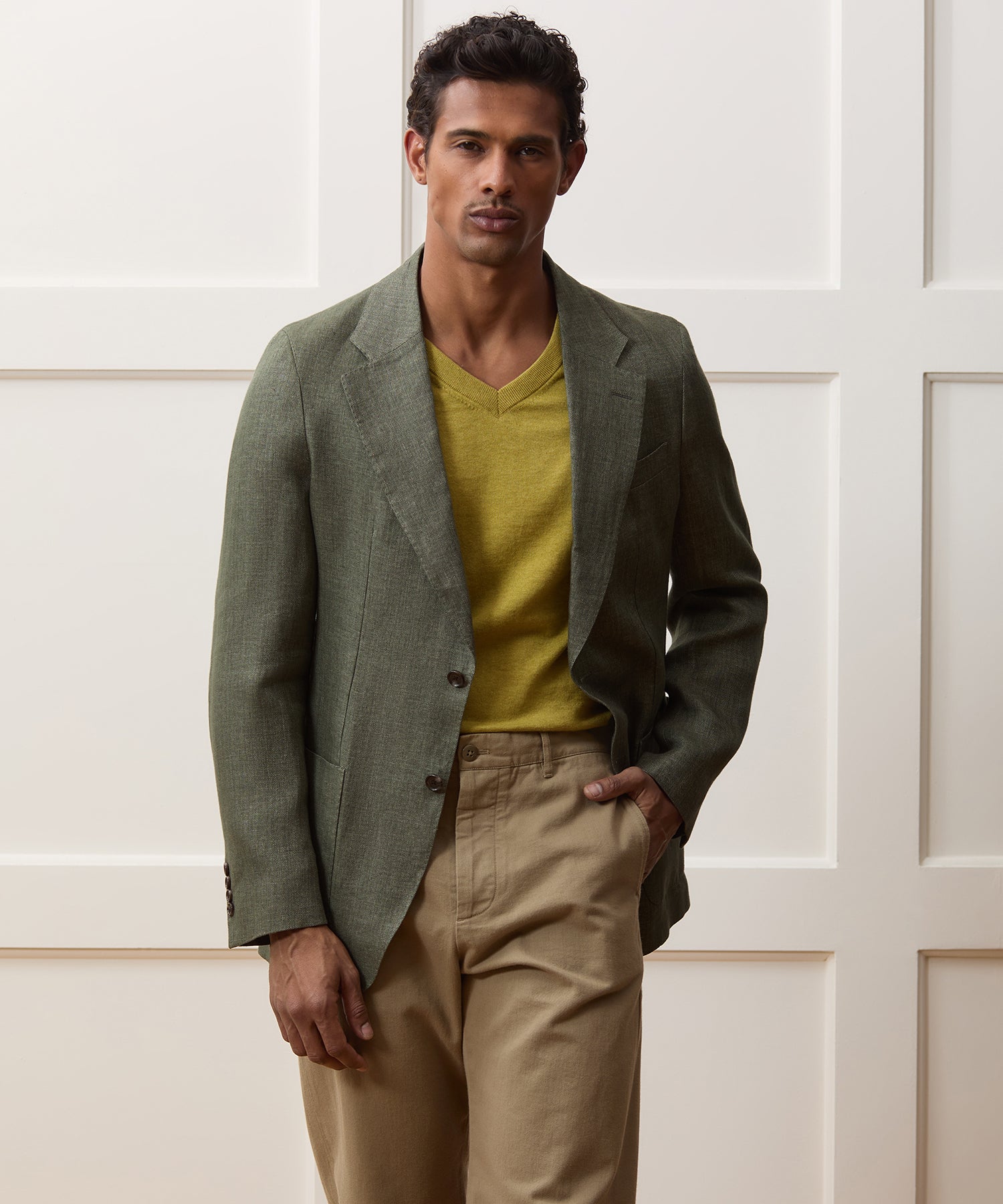 Todd Snyder Herringbone Sport Coat in Olive Olive