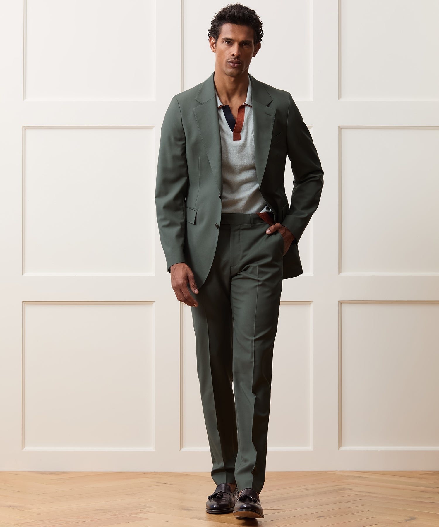 Todd Snyder Mohair Sutton Jacket in Green Smoke Green Smoke